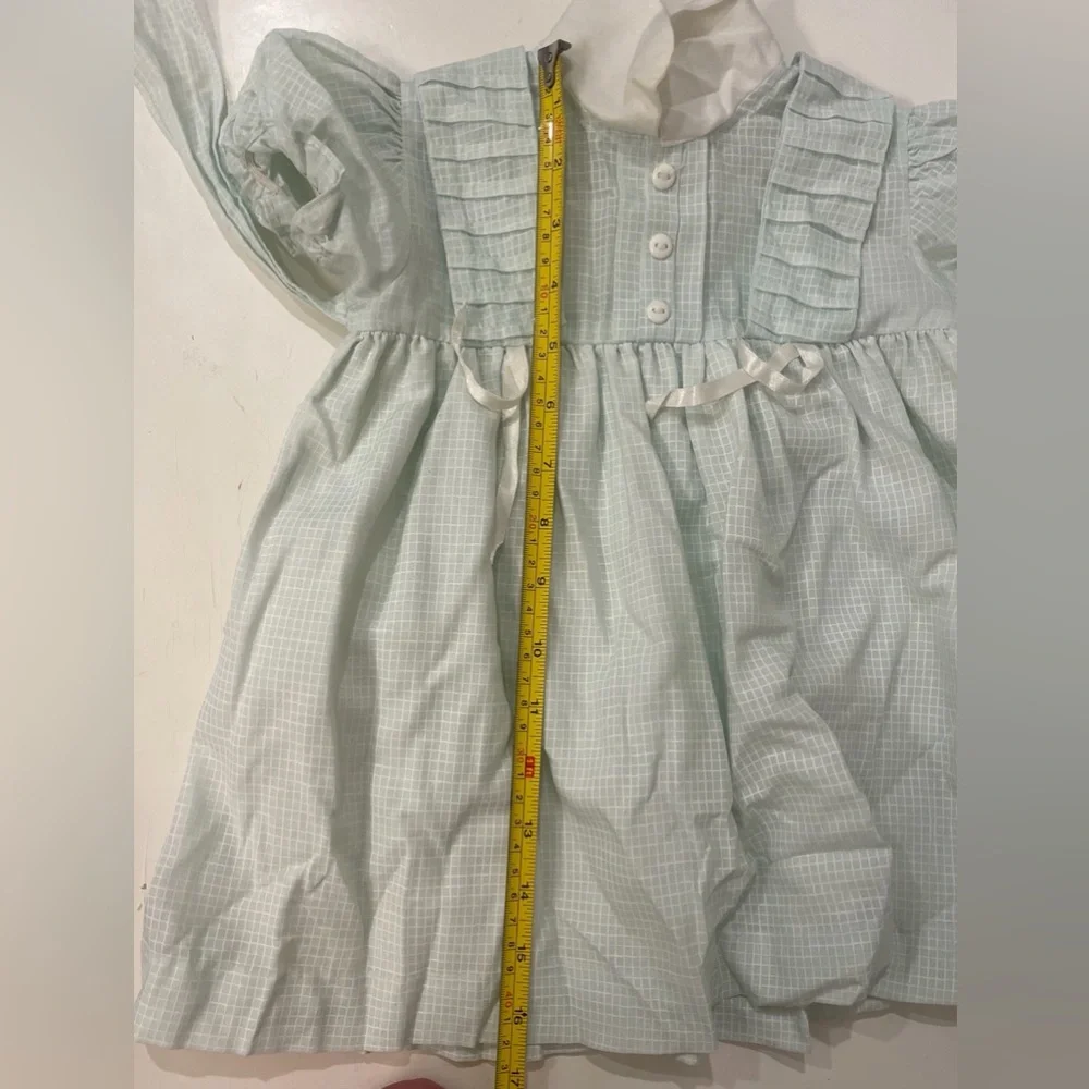 Vintage Mint Green Plaid‎ Girls Dress Sz 18-24 month